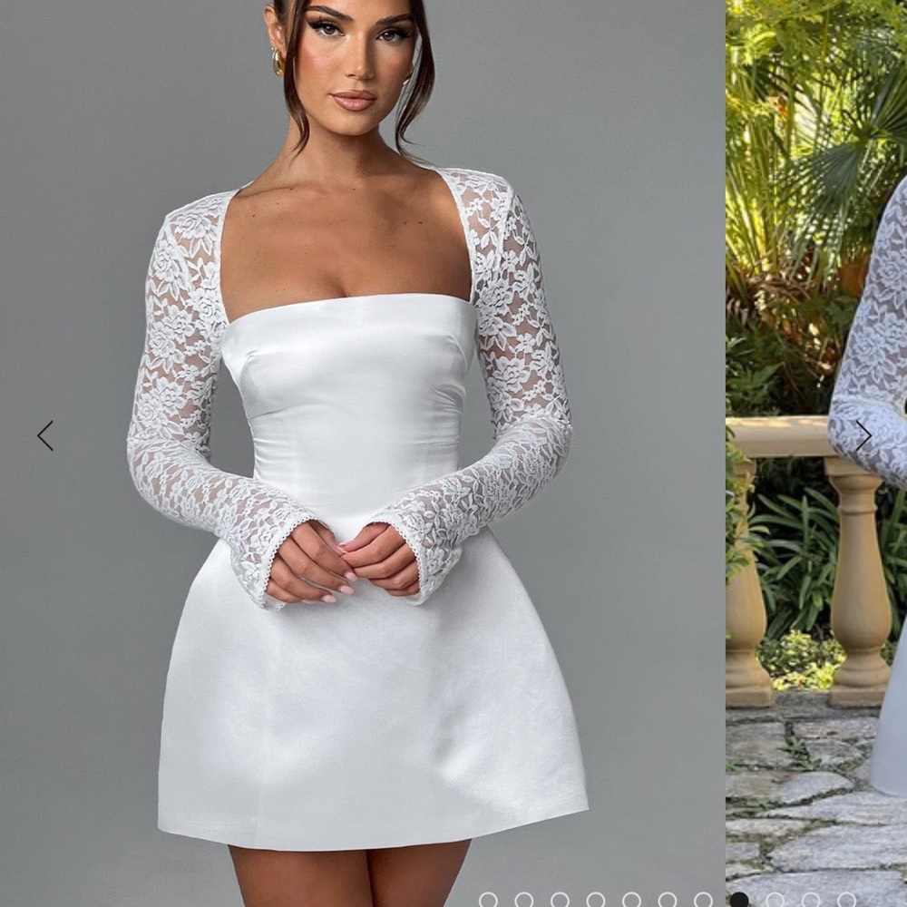 Babyboo White Long Sleeve Mini Dress